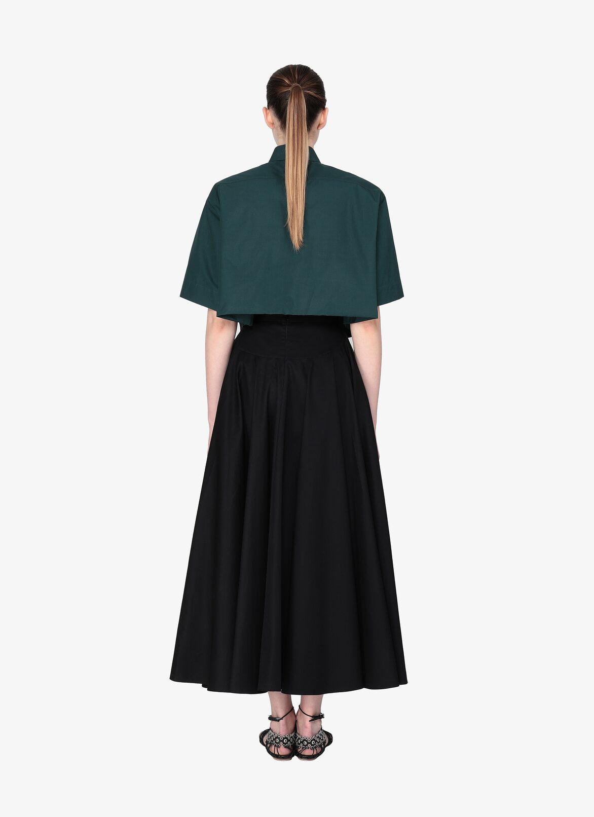 Alaïa Edition 1985 Oversized Crop Shirt  ALAÏA MARINE GREEN ALAÏA EDITION 1985 OVERSIZED CROP SHIRT